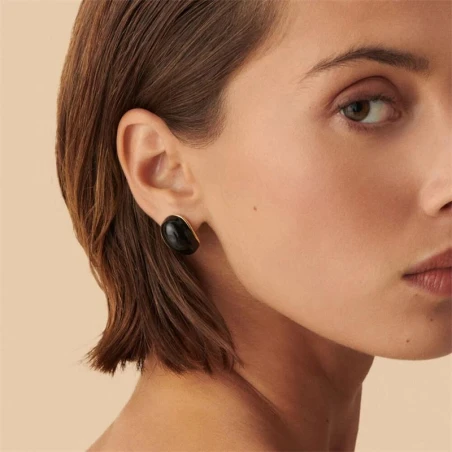 Pendientes Agatha Paris Baño Oro y Esmalte Negro 02380710-270-TU