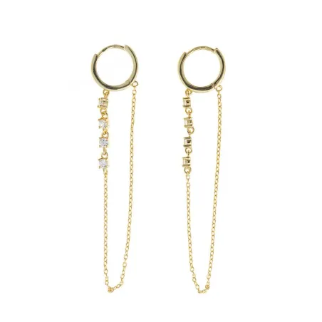 Pendientes Salvatore Aro y Cadena Plata Baño Oro y Circonitas blancas 213A0570