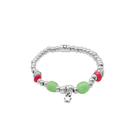 Pulsera Ciclón Estrella Baño Plata y Murano Verde 243106-08-0