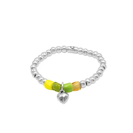 Pulsera Ciclón Corazón Baño Plata y Cristales Murano Verde 243109-08-0