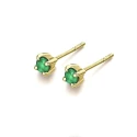 Pendientes Le Carré Mini Oro Amarillo 18kt y Esmeraldas GB168ES.00