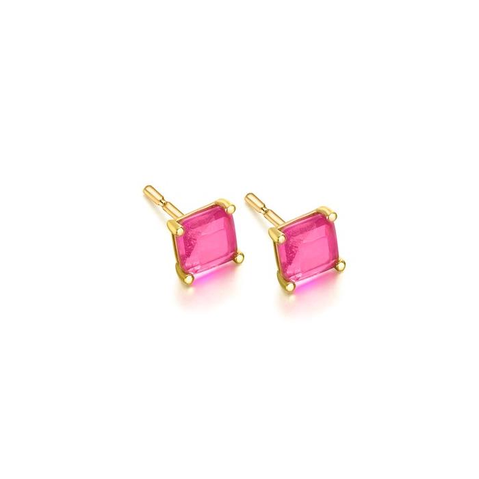 Pendientes Le Carré Oro Amarillo y Cuarzo Rosa GB203OA.00