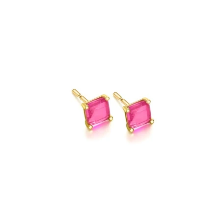 Pendientes Le Carré Oro Amarillo y Cuarzo Rosa GB203OA.00