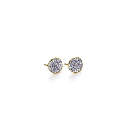 Pendientes Le Carré Disco Curvado Oro y Diamantes GB183OA.00