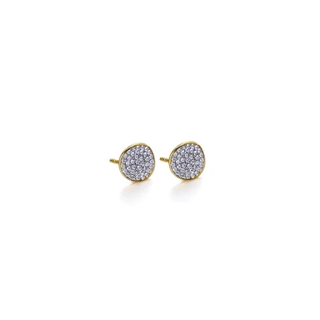 Pendientes Le Carré Disco Curvado Oro y Diamantes GB183OA.00