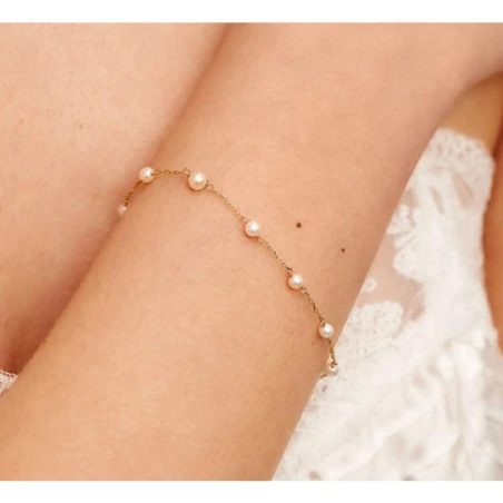 Pulsera Le Carré Oro Amarillo 18kt y Perlas Cultivadas GC018OA.00