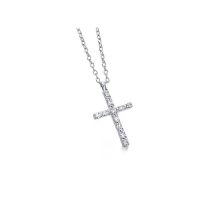 Gargantilla Le Carré Cruz Oro Blanco 18kt y Diamantes GD039OB.00