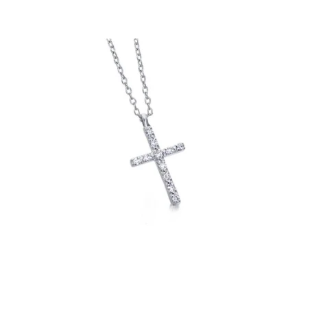 Gargantilla Le Carré Cruz Oro Blanco 18kt y Diamantes GD039OB.00