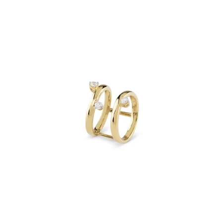 Anillo Guess Nuances Plata Baño Oro Doble Aro y Circonitas Blancas JSBR04527JWYG54