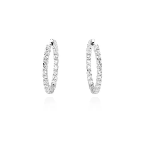 Pendientes Marina García Geneve Aro Plata Baño Rodio y Circonitas Blancas 90146PB