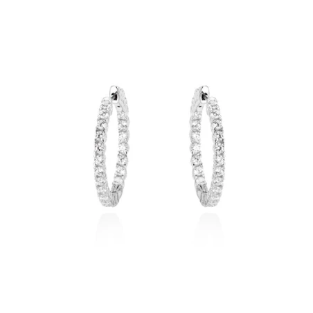 Pendientes Marina García Geneve Aro Plata Baño Rodio y Circonitas Blancas 90146PB