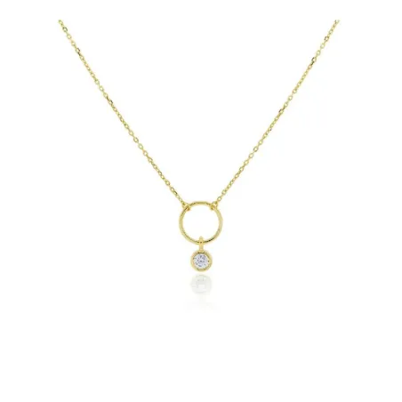 Gargantilla Plata Baño Oro Círculo y Chatón Circonita GR-9294JH