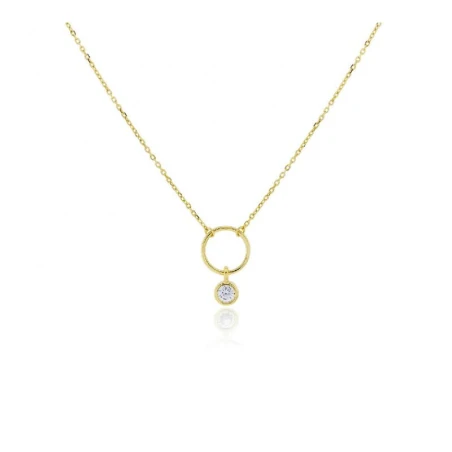 Gargantilla Plata Baño Oro Círculo y Chatón Circonita GR-9294JH