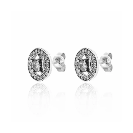 Pendientes Plata Rodio Círculo y Circonitas PPR-224