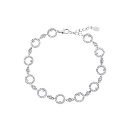 Pulsera Círculos Plata Baño Rodio y Circonitas blancas PR-3338
