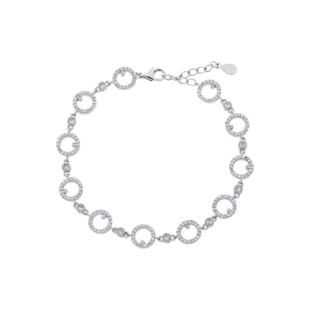 Pulsera Círculos Plata Baño Rodio y Circonitas blancas PR-3338