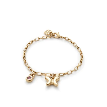 Pulsera UNOde50 Ser Único Baño Oro Mariposa y Cristal Morado PUL2570MORORO0L