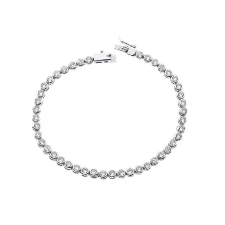 Pulsera Plata Baño Rodio y Circonitas Blancas PR-2