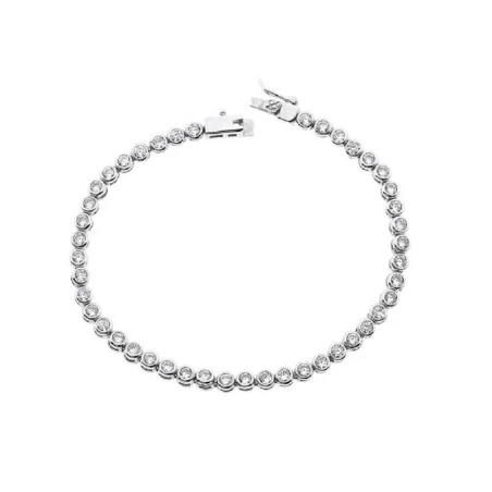 Pulsera Plata Baño Rodio y Circonitas Blancas PR-2
