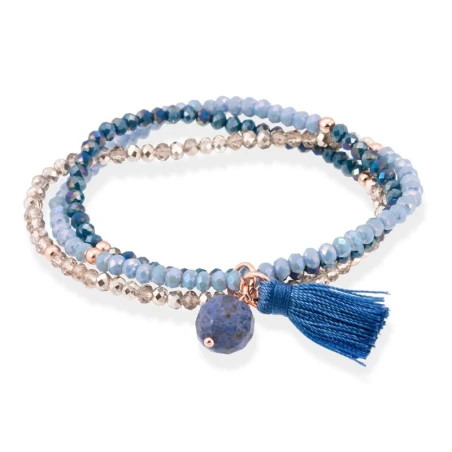 Pulsera Marina García Zen Plata Baño rosado y Cristal Strass Azul y Dumortierita 90170UA