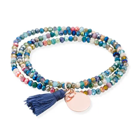 Pulsera Marina García Zen Azul Plata Baño Rosado 90450UX