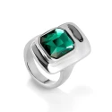 Anillo UNOde50 Ser Magnética Baño Plata y Cristal Verde ANI0829VRDMTL