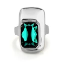Anillo UNOde50 Ser Magnética Baño Plata y Cristal Verde ANI0829VRDMTL