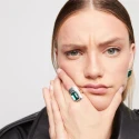 Anillo UNOde50 Ser Magnética Baño Plata y Cristal Verde ANI0829VRDMTL