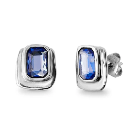 Pendientes UNOde50 Ser Magnética Baño Plata y Cristal Azul PEN0973AZUMTL0U