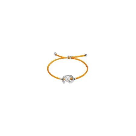 Pulsera UNOde50 Ser Diferente Hilo Naranja, Baño Plata y Perla Shell PUL2505NRJMTL0M