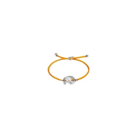Pulsera UNOde50 Ser Diferente Hilo Naranja, Baño Plata y Perla Shell PUL2505NRJMTL0M