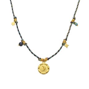 Gargantilla LuxbyLux Liskel acero Baño Oro y Cordón Multicolor SGNM079C0200