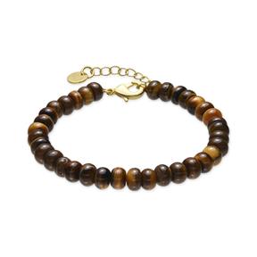 Pulsera LuxbyLux Lessy acero Baño Oro y Piedras Marrones SGBX40810800