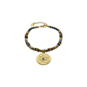 Pulsera LuxbyLux Salki acero Baño Oro y Piedras Multicolor SGBM05331200