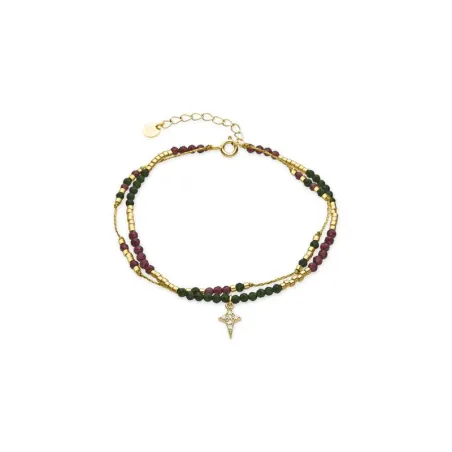 Pulsera Luxenter Mipur Cruz Plata Baño Oro y Piedras Negras BXA377Y0000