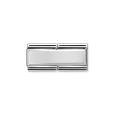 Composable DOUBLE Classic GRABADO acero y plata 925 CUSTOM Placa Lisa