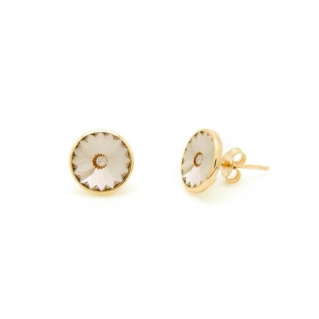 Pendientes botón círculo talla S con baño de oro 18K de Basic (Light Silk)
