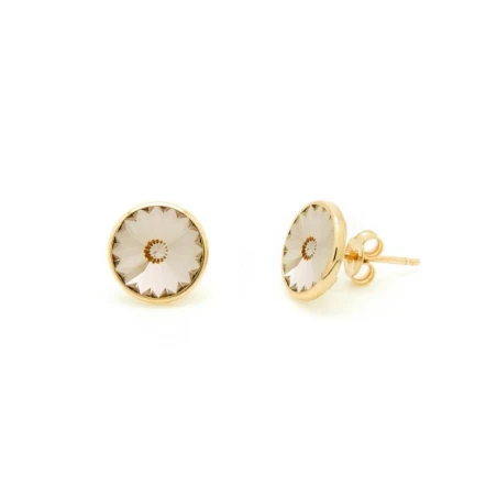Pendientes botón círculo talla S con baño de oro 18K de Basic (Light Silk)