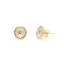 Pendientes botón círculo talla S con baño de oro 18K de Basic (Light Silk)
