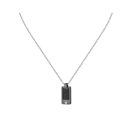 Collar Maserati Iconic Acero Plateado y Negro y Cristales Negros JM424AVD75