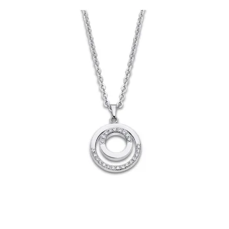 Gargantilla Lotus Style Doble Aro Acero y Circonitas LS2180-1/1