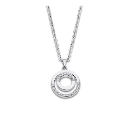Gargantilla Lotus Style Doble Aro Acero y Circonitas LS2180-1/1