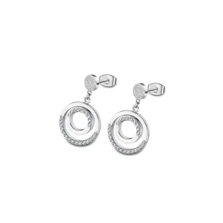 Pendientes Lotus Style Doble Aro Colgante Acero y Circonitas LS2180-4/1