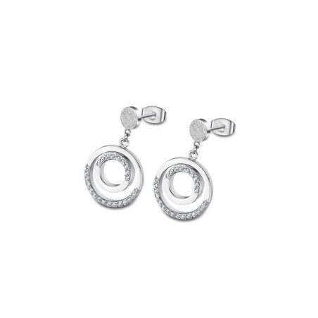 Pendientes Lotus Style Doble Aro Colgante Acero y Circonitas LS2180-4/1