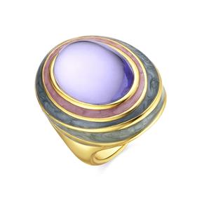 Anillo LuxbyLux Nori Acero Baño Oro y Piedra  Morada SGU2041C09