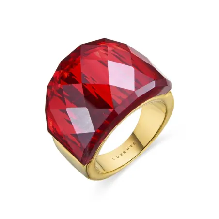Anillo LuxbyLux Fadino Acero Baño Oro y Cristal Rubí SGY2016928