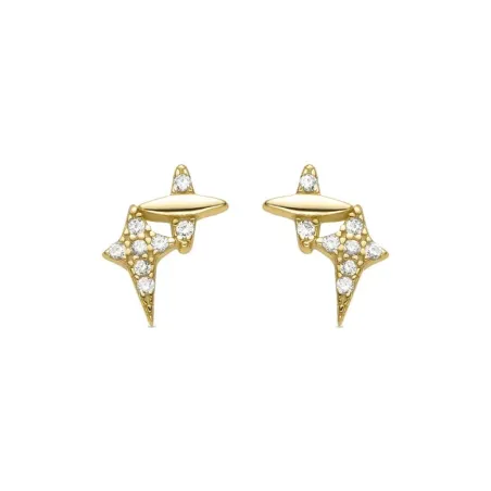 Pendientes Luxenter Ciko Doble Cruz Plata Baño Oro y Circonitas Blancas EXA745Y0000