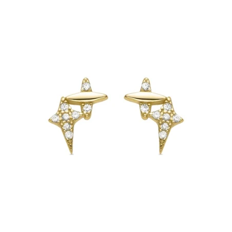 Pendientes Luxenter Ciko Doble Cruz Plata Baño Oro y Circonitas Blancas EXA745Y0000