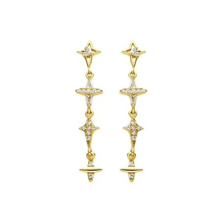 Pendientes Luxenter Holis Cruces Plata Baño Oro y Circonitas Blancas EXA746Y0000