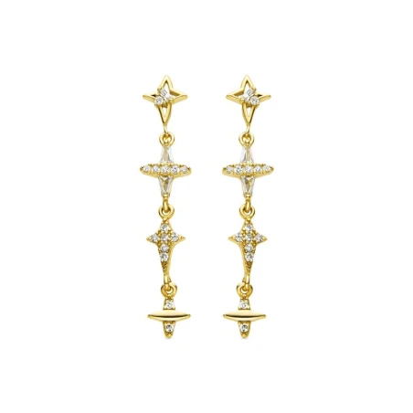 Pendientes Luxenter Holis Cruces Plata Baño Oro y Circonitas Blancas EXA746Y0000